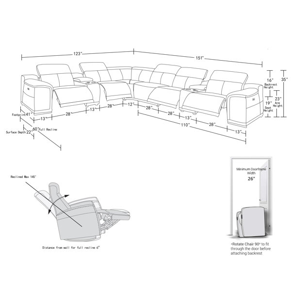 Orren Ellis 8 Piece Leather Reclining Sectional & Reviews Wayfair